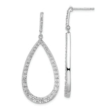 Load image into Gallery viewer, Sterling Silver Cheryl M Rhodium-plated CZ Open Pear Shape Drop Earrings

