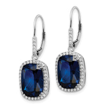 Load image into Gallery viewer, Sterling Silver Cheryl M Rhod-pl Created Spinel and CZ Leverback Earrings
