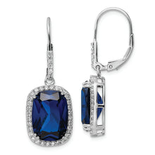 Load image into Gallery viewer, Sterling Silver Cheryl M Rhod-pl Created Spinel and CZ Leverback Earrings

