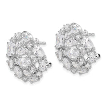 Load image into Gallery viewer, Sterling Silver Cheryl M Rhod-pl CZ Multi-stone Cluster Dome Earrings
