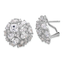 Load image into Gallery viewer, Sterling Silver Cheryl M Rhod-pl CZ Multi-stone Cluster Dome Earrings
