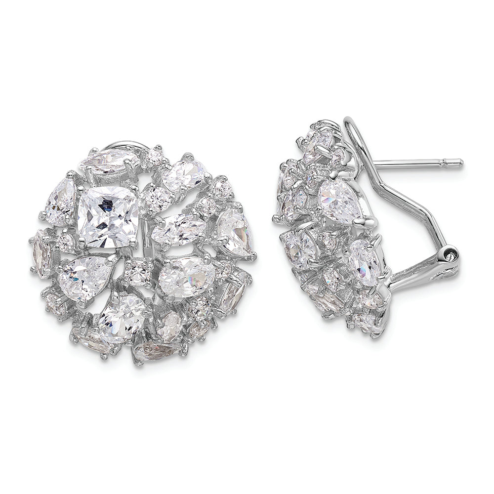 Sterling Silver Cheryl M Rhod-pl CZ Multi-stone Cluster Dome Earrings