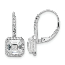 Load image into Gallery viewer, Sterling Silver Cheryl M Rhodium-plated CZ Leverback Earrings
