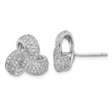 Load image into Gallery viewer, Sterling Silver Cheryl M Rhodium-plated CZ Pave Knot Post Earrings

