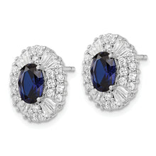 Load image into Gallery viewer, Sterling Silver Cheryl M Rhod-pl Cr Spinel &amp; Oval CZ Halo Earrings

