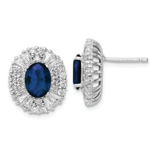 Load image into Gallery viewer, Sterling Silver Cheryl M Rhod-pl Cr Spinel &amp; Oval CZ Halo Earrings
