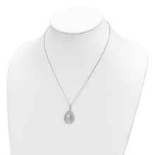 Load image into Gallery viewer, Sterling Silver Cheryl M Rh-p Double Frame CZ Pear Center Pendant Necklace
