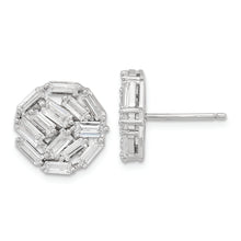 Load image into Gallery viewer, Sterling Silver Cheryl M Rhodium-plated Baguette CZ Post Earrings
