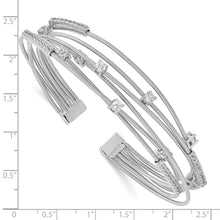 Load image into Gallery viewer, Sterling Silver Cheryl M Rhodium-plated Flexible CZ Bangle
