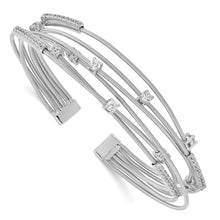 Load image into Gallery viewer, Sterling Silver Cheryl M Rhodium-plated Flexible CZ Bangle
