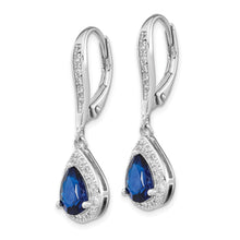 Load image into Gallery viewer, Sterling Silver Cheryl M Rhod-pl Cr Blue Spinel &amp; CZ Leverback Earrings
