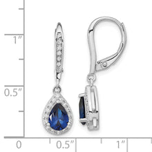 Load image into Gallery viewer, Sterling Silver Cheryl M Rhod-pl Cr Blue Spinel &amp; CZ Leverback Earrings
