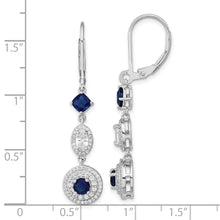 Load image into Gallery viewer, Sterling Silver Cheryl M Rhod-pl Blue Glass and CZ Leverback Earrings

