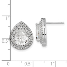 Load image into Gallery viewer, Sterling Silver Cheryl M Rhodium-plated Fancy Pear CZ Post Earrings
