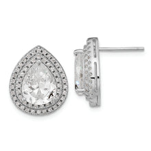 Load image into Gallery viewer, Sterling Silver Cheryl M Rhodium-plated Fancy Pear CZ Post Earrings
