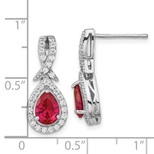 Load image into Gallery viewer, Sterling Silver Cheryl M Rhod-pl Created Ruby and CZ Post Earrings
