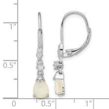 Load image into Gallery viewer, Sterling Silver Cheryl M Rh-p Created Opal CZ Leverback Earrings
