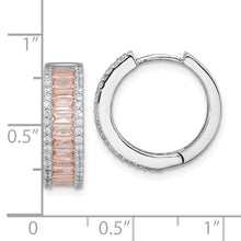 Load image into Gallery viewer, Sterling Silver Cheryl M Rhod-pl Pink Nano Crystal &amp; CZ Hoop Earrings

