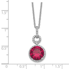 Load image into Gallery viewer, Sterling Silver Cheryl M Rhodium-plated Lab Created Ruby And CZ Necklace
