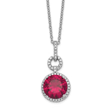 Load image into Gallery viewer, Sterling Silver Cheryl M Rhodium-plated Lab Created Ruby And CZ Necklace
