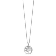 Load image into Gallery viewer, Sterling Silver Cheryl M Rhodium-plated Tree of Life CZ Necklace
