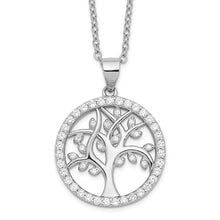 Load image into Gallery viewer, Sterling Silver Cheryl M Rhodium-plated Tree of Life CZ Necklace
