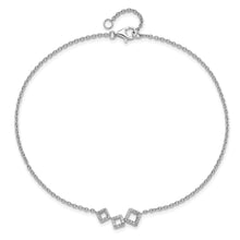 Load image into Gallery viewer, Sterling Silver Cheryl M Rh-p Fancy Geometric CZ with 1in ext Anklet

