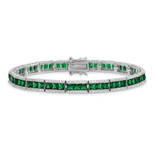 Load image into Gallery viewer, Sterling Silver Cheryl M Rhod-pl Green Crystal &amp; CZ Bracelet
