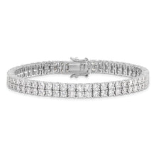 Load image into Gallery viewer, Sterling Silver Cheryl M Rhodium-plated CZ Tennis Bracelet
