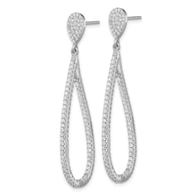 Load image into Gallery viewer, Sterling Silver Cheryl M Rhodium-plated CZ Teardrop In-Out Post Earrings
