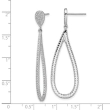 Load image into Gallery viewer, Sterling Silver Cheryl M Rhodium-plated CZ Teardrop In-Out Post Earrings
