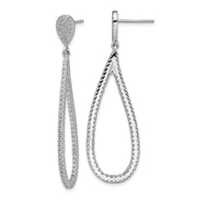 Load image into Gallery viewer, Sterling Silver Cheryl M Rhodium-plated CZ Teardrop In-Out Post Earrings
