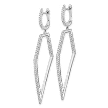 Load image into Gallery viewer, Cheryl M Sterling Silver Rhod Plated CZ Geometric Dangle Hinged Earrings
