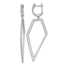 Load image into Gallery viewer, Cheryl M Sterling Silver Rhod Plated CZ Geometric Dangle Hinged Earrings
