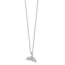 Load image into Gallery viewer, Sterling Silver Cheryl M Rh-p CZ with 2in ext. Whale Tail Necklace
