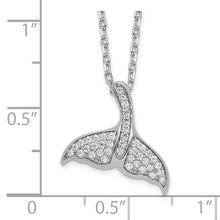 Load image into Gallery viewer, Sterling Silver Cheryl M Rh-p CZ with 2in ext. Whale Tail Necklace
