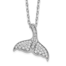 Load image into Gallery viewer, Sterling Silver Cheryl M Rh-p CZ with 2in ext. Whale Tail Necklace
