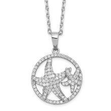 Load image into Gallery viewer, Sterling Silver Cheryl M Rhodium-plated CZ with 2in ext. Starfish Necklace
