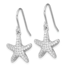 Load image into Gallery viewer, Sterling Silver Cheryl M Rhodium-plated CZ Starfish Dangle Earrings
