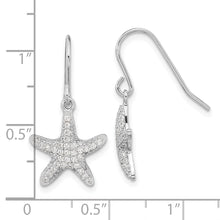 Load image into Gallery viewer, Sterling Silver Cheryl M Rhodium-plated CZ Starfish Dangle Earrings
