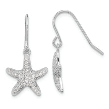 Load image into Gallery viewer, Sterling Silver Cheryl M Rhodium-plated CZ Starfish Dangle Earrings
