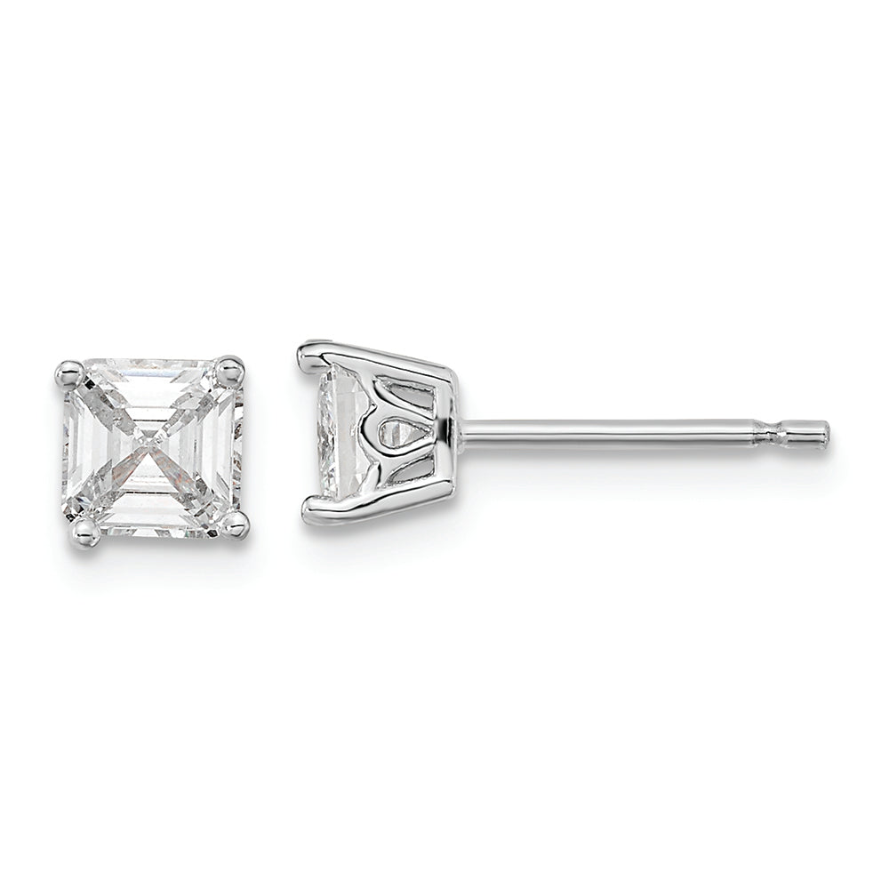 Sterling Silver Cheryl M Rhodium-plated 5MM CZ Square Post Earrings