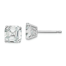 Load image into Gallery viewer, Sterling Silver Cheryl M Rhodium-plated 7MM Square CZ Post Earrings
