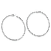 Load image into Gallery viewer, Sterling Silver Cheryl M Rhodium-plated CZ Post Hoop Earrings
