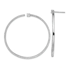 Load image into Gallery viewer, Sterling Silver Cheryl M Rhodium-plated CZ Post Hoop Earrings
