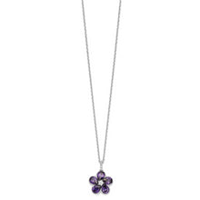 Load image into Gallery viewer, Sterling Silver Cheryl M Rh-p Purple CZ Flower with 2in ext. Necklace
