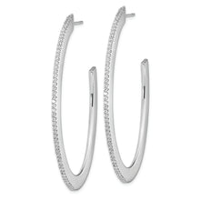 Load image into Gallery viewer, Sterling Silver Cheryl M Rhod-pl CZ J-Hoop Earrings

