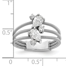 Load image into Gallery viewer, Sterling Silver Cheryl M Rhodium-plated Fancy CZ Textured Ring
