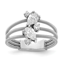 Load image into Gallery viewer, Sterling Silver Cheryl M Rhodium-plated Fancy CZ Textured Ring
