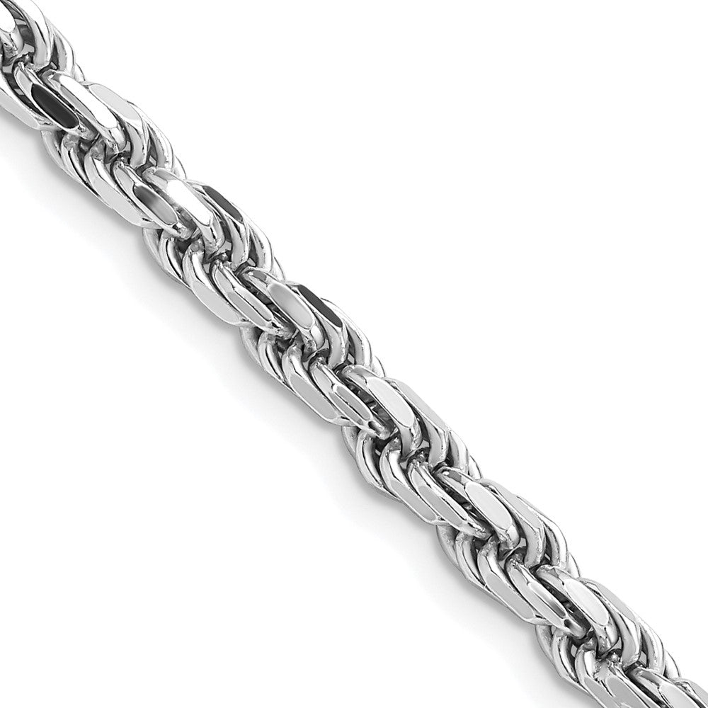 Sterling Silver Rhodium-plated 4.75mm Diamond-cut Rope Chain